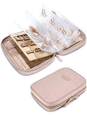 Travel Jewelry Organizer Case Clear Ring Binder Necklace Earring Storage